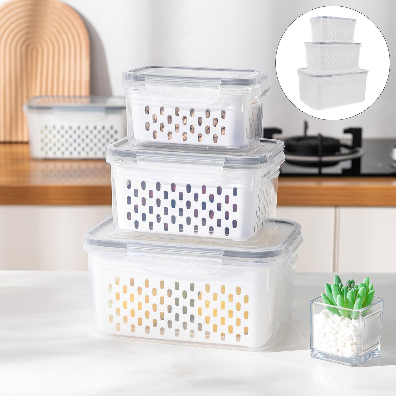 Contenedor Organizador para Refrigerador 3 Piezas 800ml 1700ml 3150ml