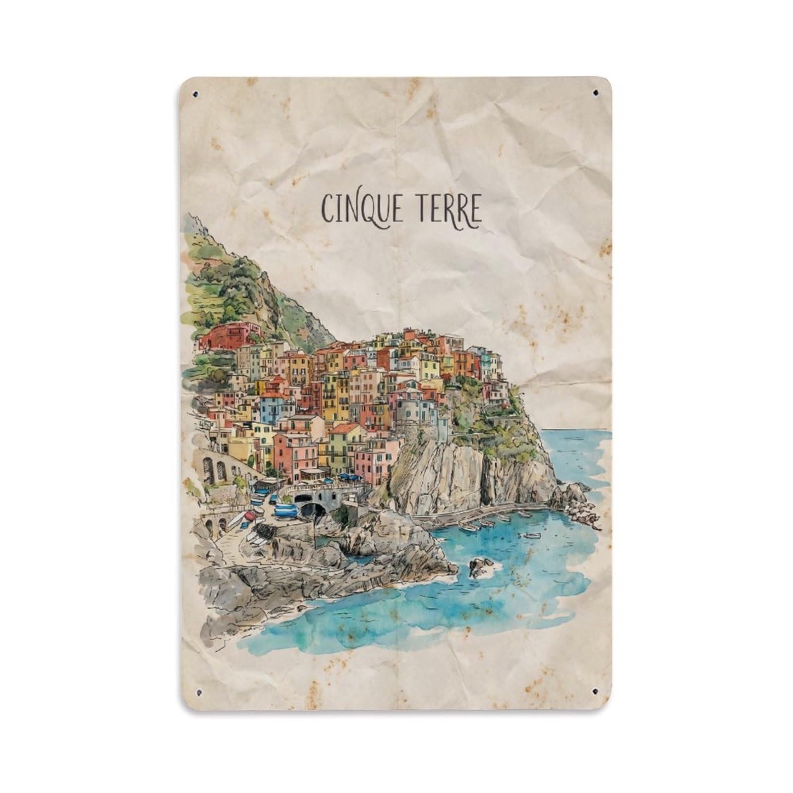 Yrnq 08X12inch Vintage Style Vintage Travel Cinque Terre Italy Beautiful Metal Tin Sign