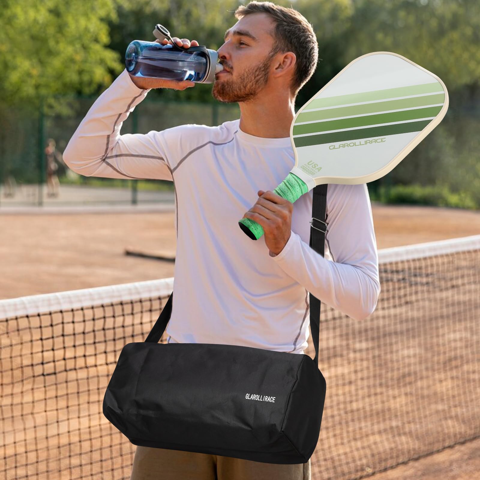Set di 2 racchette da pickleball in fibra di vetro, approvate USAPA, superficie in fibra di vetro e nucleo a nido d'ape in polipropilene, manico traspirante, 4 palline per interni ed