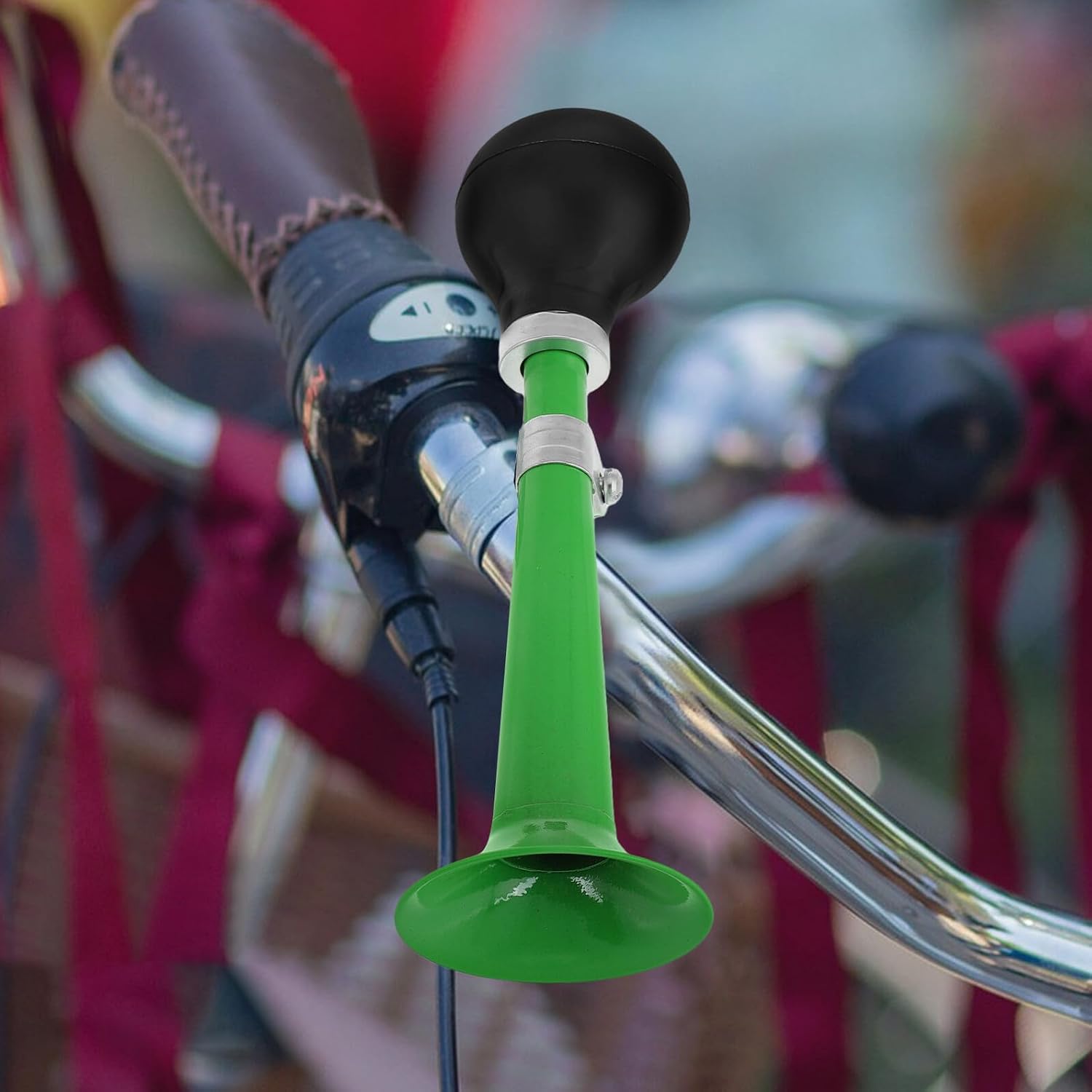 Mountain Bike Bicycle Air Horn Metal Bell, Single Green Cycling Horn for Adults, Handlebar Bike Accessory for Outdoor Riding