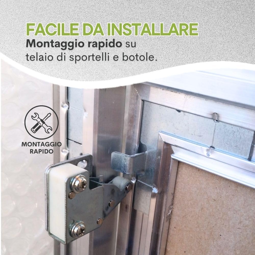 CARTONGESSO FAI DA TE - 4 pz. Meccanismo di apertura push pull per botole di ispezione - nuovo modello mini Latch L001C