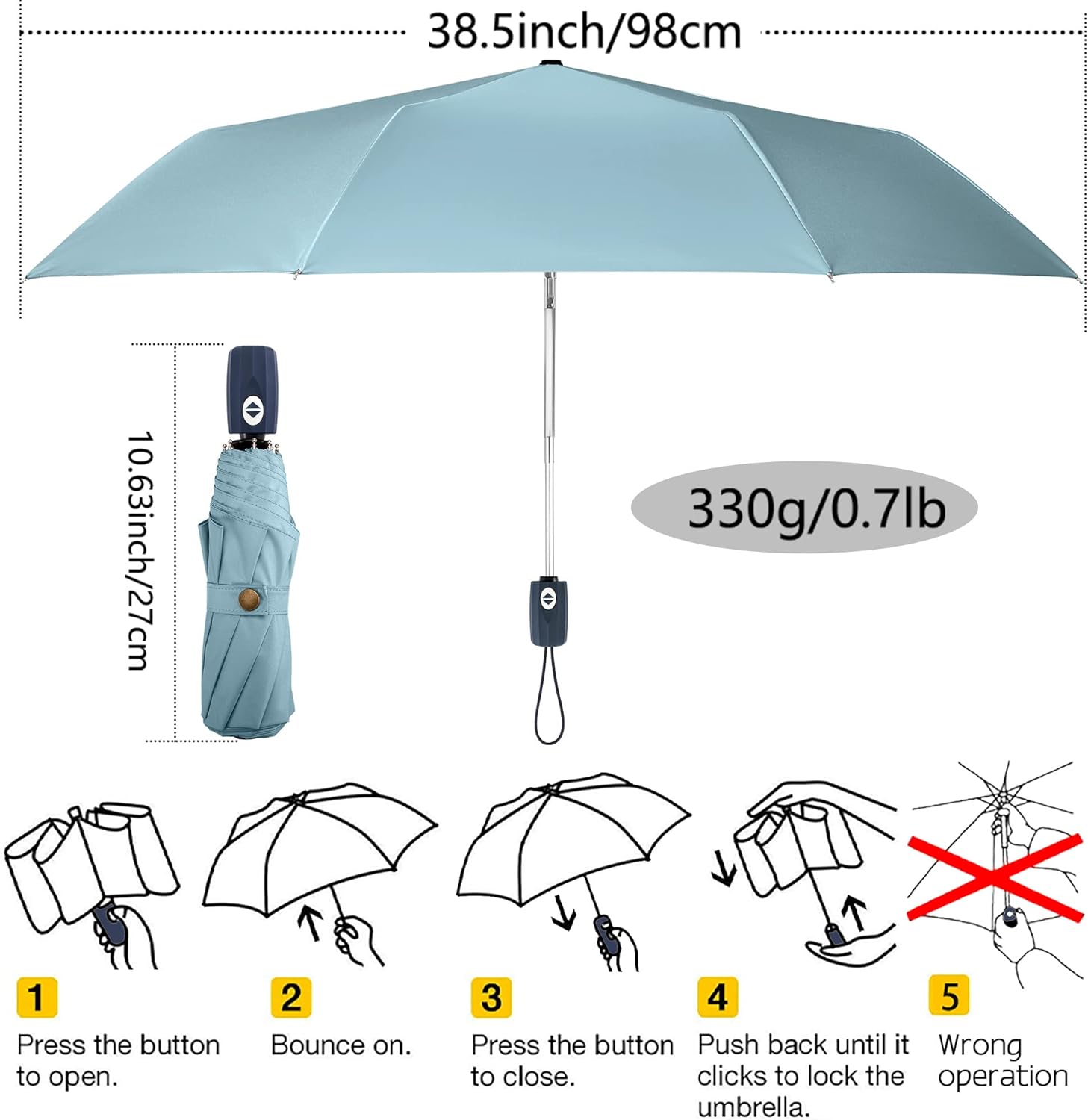 FDJASGY UV Sun Umbrella Compact Folding Travel Umbrella Auto Open Close Compact Folding Rain Umbrellas for Women Men Blocking UV 99.98% - Image 7