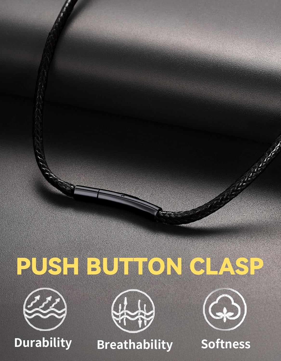 ChainsHouse Waterproof Braided Black Leather Necklace Cord with Clasp, Men Women DIY Rope Chain for Pendant, Customize Available, 1.5/2/3mm Width, 16/18/20/22/24/26/28/30" Length (with Gift Box) - Image 4