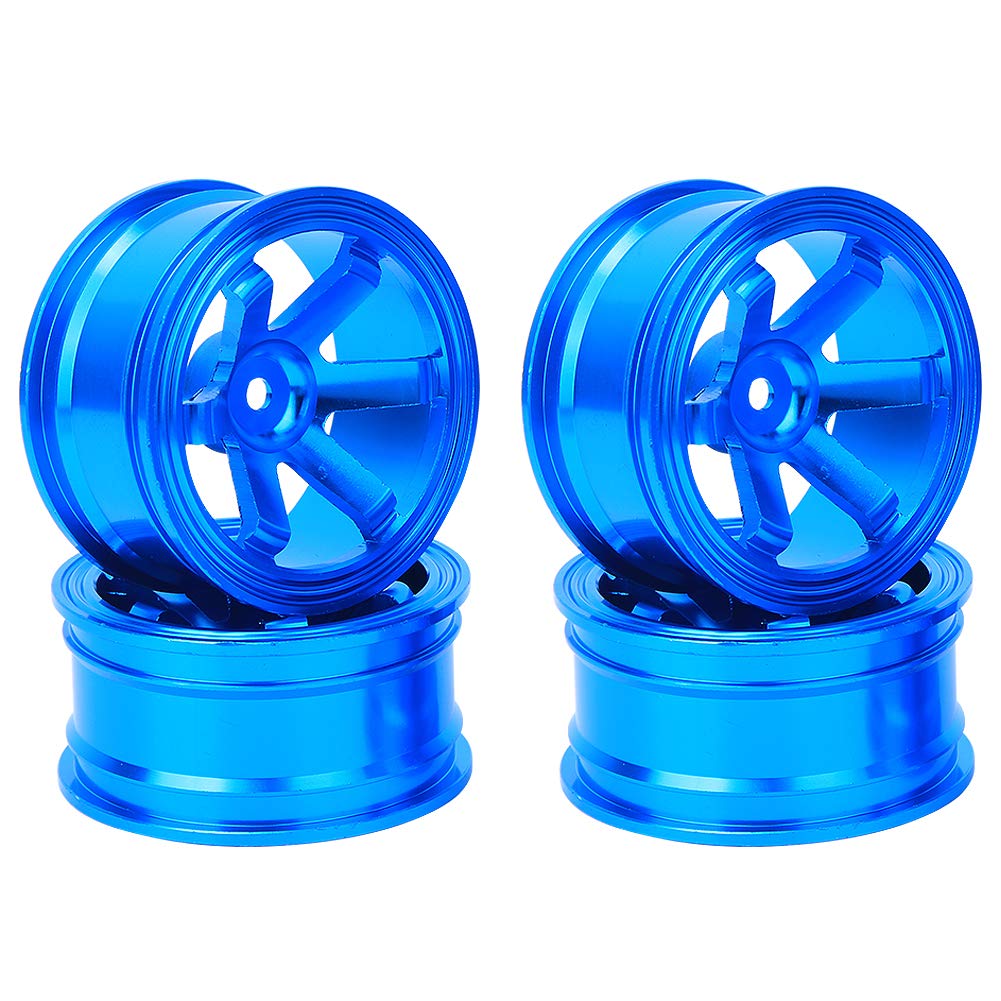 RC Wheel Hub, 4Pcs Aluminium Alloy Wheel Rim Hubs for Universal 1/10 Flat Running Drift RC Car (Blue) Rc Drift Wheels