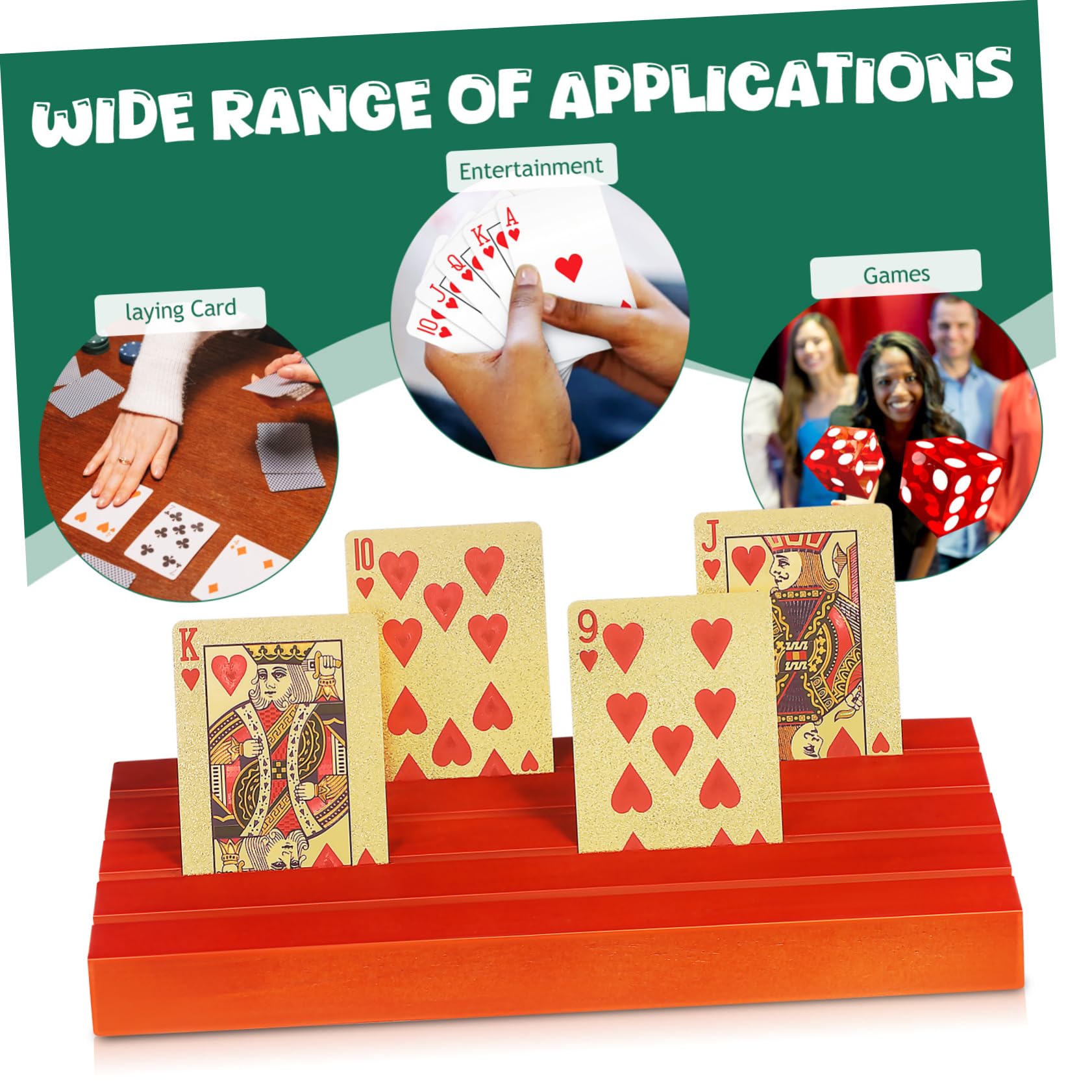 2 Soportes de Madera para Naipes, Bandeja para Cartas de Juego, Color Marrón, Acceso Fácil y Visualización Clara, para Partidas y Fiestas