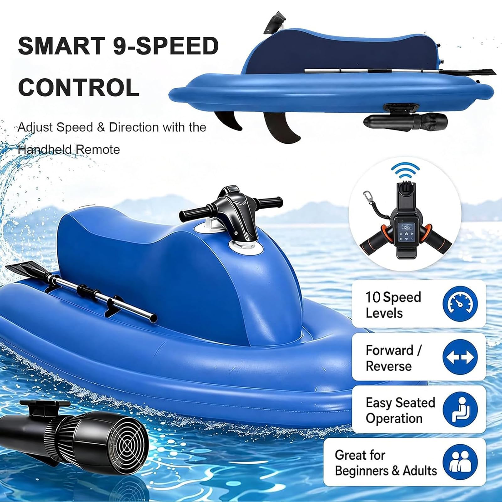 Barca Gonfiabile Motorizzata 500W/700W 16A con Motore Brushless 700W | Design Pieghevole con Propulsore Rimovibile, Pagaia e Kit Riparazione per Famiglie, Coppie e Vacanze Estive