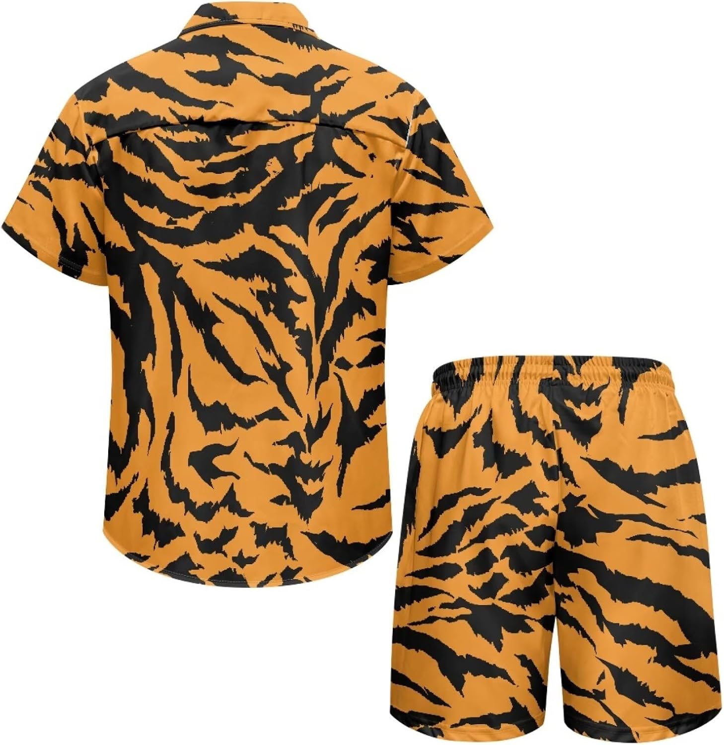 Men's 2 Pieces Short Set Printed Button Down Hawaiian Shirt Suits Casual Outfit Summer Beach Shirt and Shorts