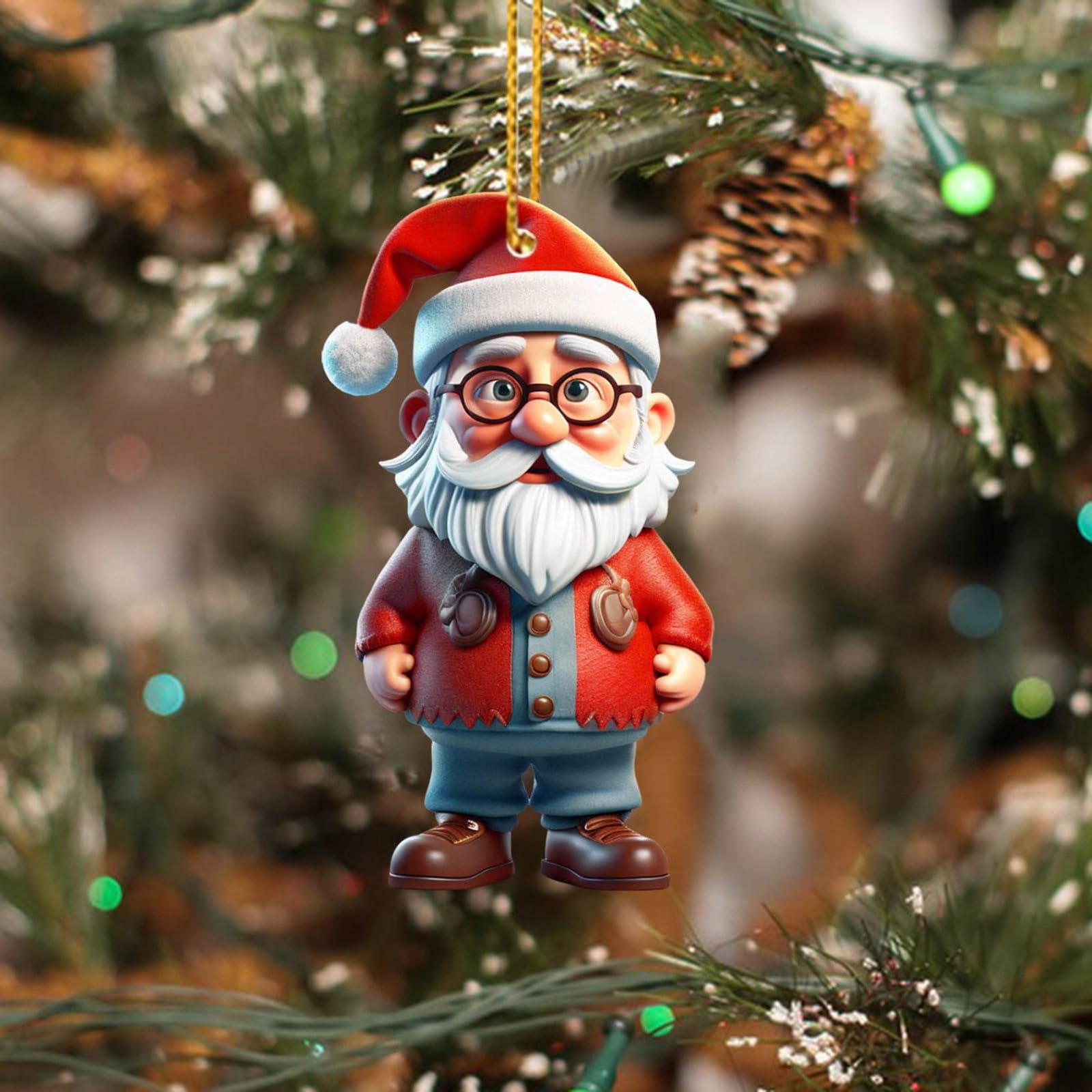 Weihnachtsbaum-Anhänger Set – 12 Stück Niedliche Schneemann & Weihnachtsmann Acryl-Ornamente