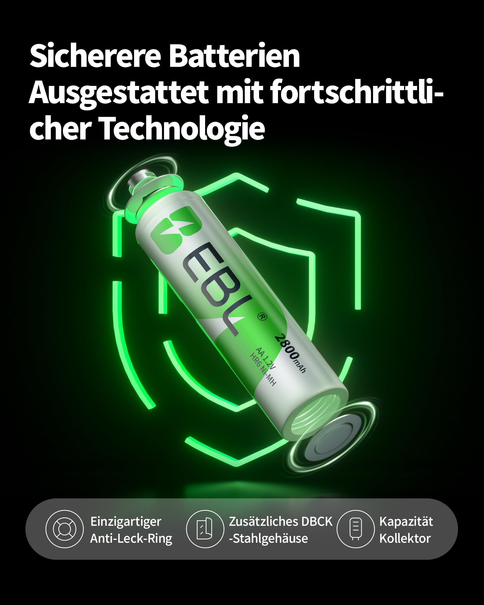 EBL AA AAA zestaw 24 baterii – AA 2800 mAh, 12 sztuk, baterie AAA 1100 mAh, 12 sztuk, 1,2 V Ni-MH akumulatory wielokrotnego ładowania