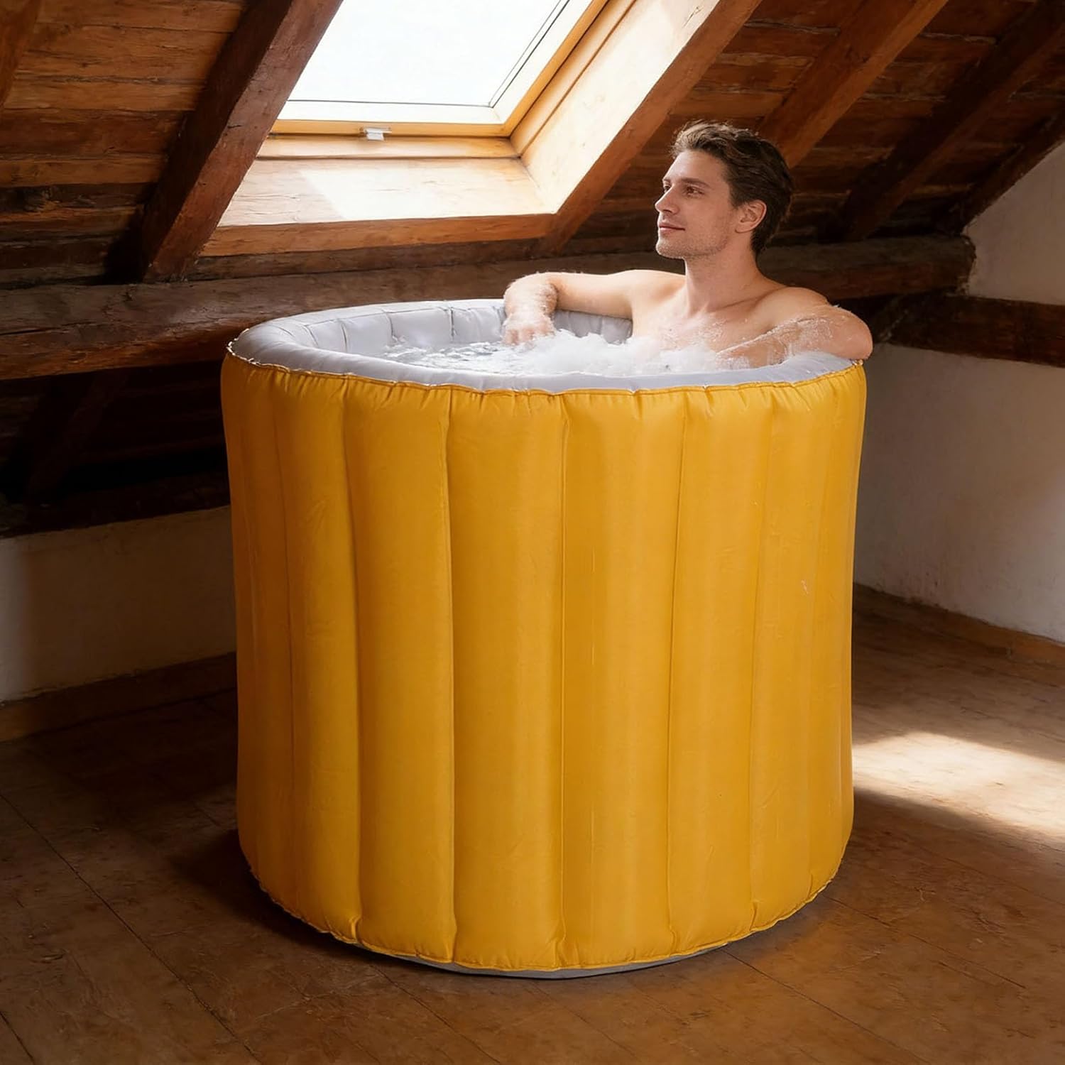 AUNMAS Portable Bath Tub for Adults, Foldable Inflatable Soaking Bath Tub with Pump for Home Bathroom Camping Spa