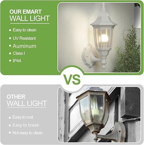 Miniatura 3 de EMART Luz de porche frontal para exteriores, anticorrosión, aluminio impermeable y pantallas de vidrio, lámpara de pared moderna para exteriores,