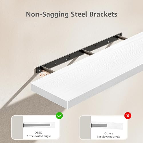 Miniatura 4 de QEEIG Estantes flotantes para pared de 35.4 pulgadas de largo, estante montado en la pared, baño, cocina, sala de estar, dormitorio, granja