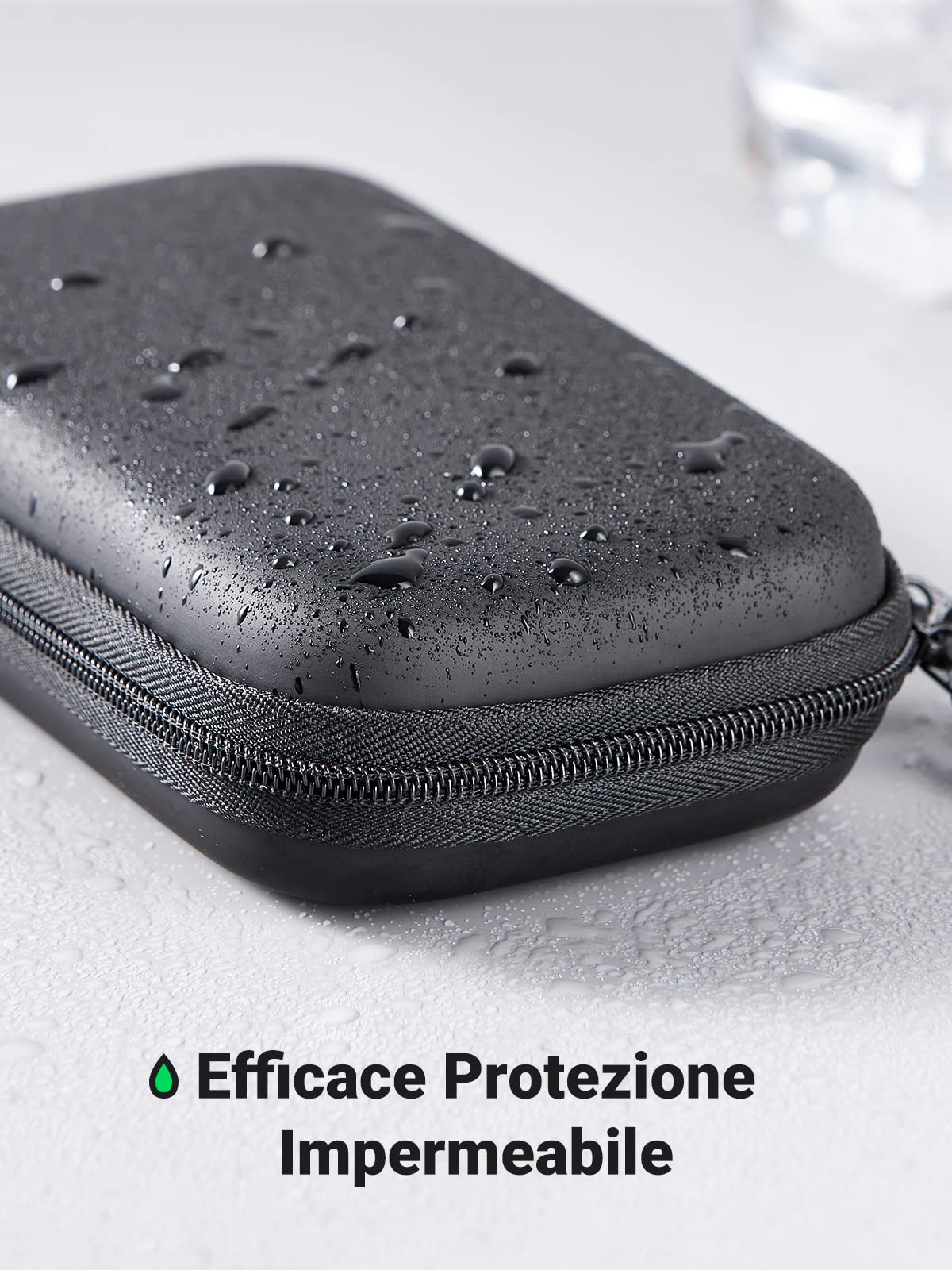 UGREEN Custodia Rigida Per Hard Disk Esterno 2.5'' Impermeabile, Borsa Protettiva Antiurto per Accessori Elettronici, Compatibile con SSD HDD, Cavi, Schede SD, Chiavetta USB, Power Bank