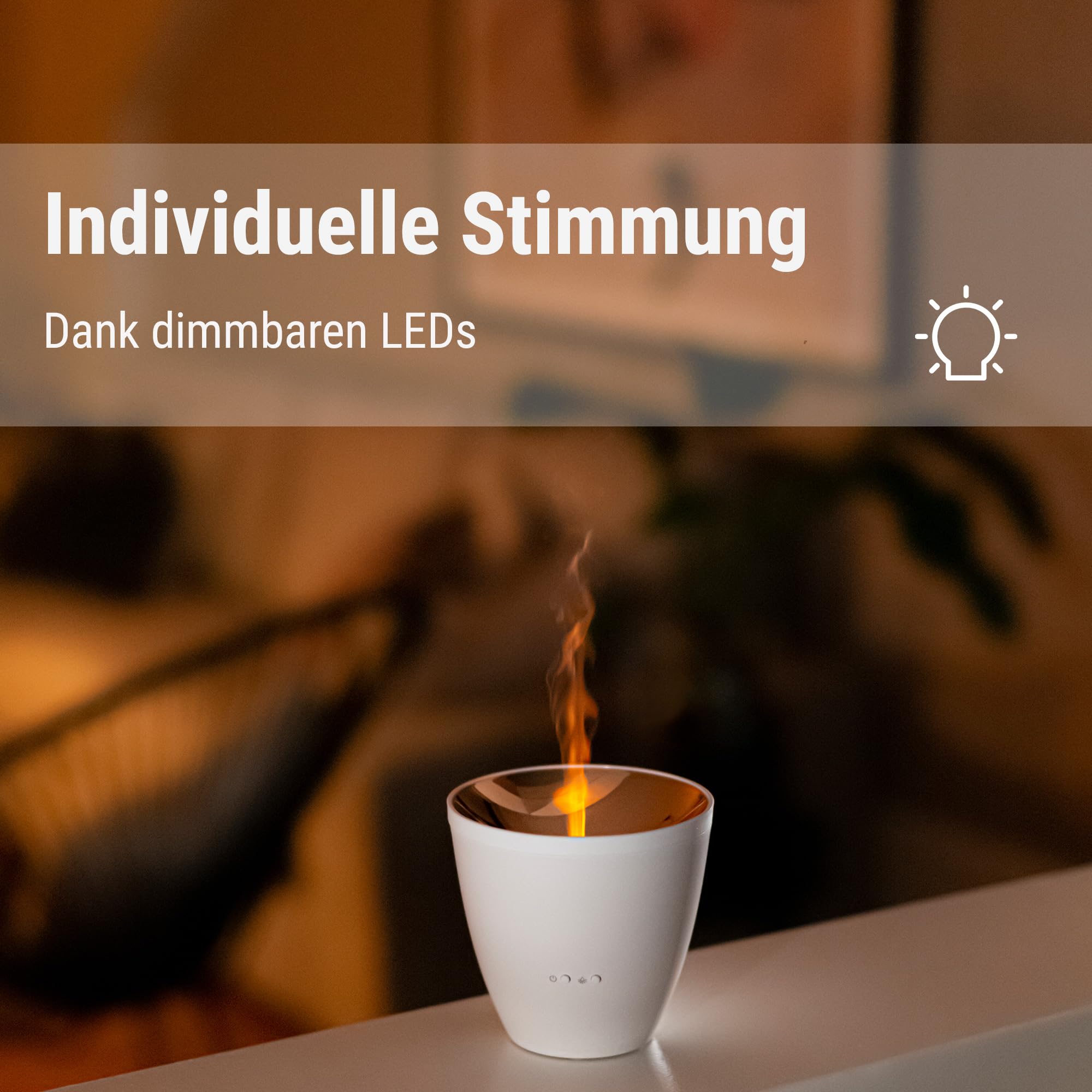 Stadler Form Aroma Diffuser Zoe verströmt ätherische Öle mit einzigartigem Flammen-Effekt, für entspannende Aromatherapie, weiss