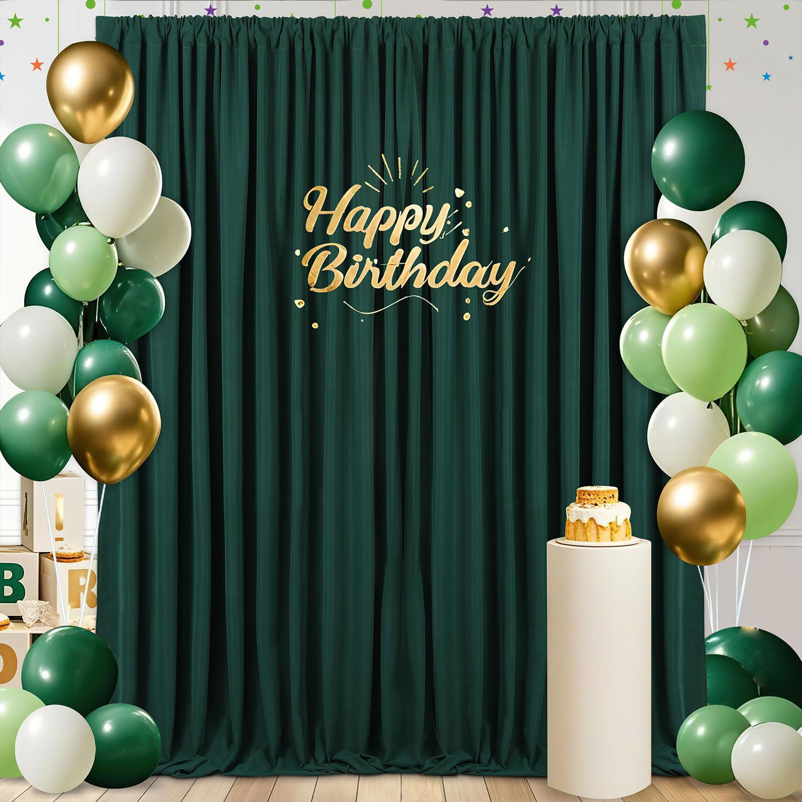 Green Backdrop Curtains 10ft x 10ft: Polyester Photo Backdrop Drapes - Halloween Party Photography Background Decorations