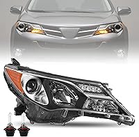 Vista 10 de JSBOYAT Conjunto de faros halógenos compatible con Toyota Rav4 2013, 2014, 2015, 13, 14, 15, RAV-4, carcasa cromada con reflector ámbar