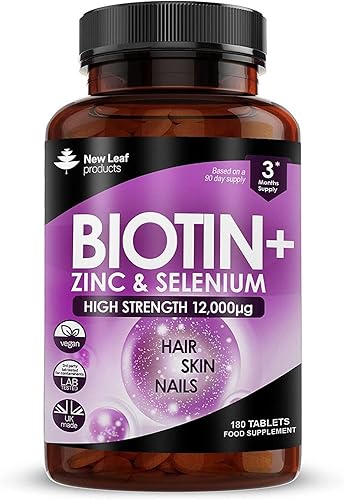 Vitaminas de biotina para el crecimiento del cabello, 12000 mcg de alta resistencia con aceite de coco, promueve la salud del cabello, la piel y las