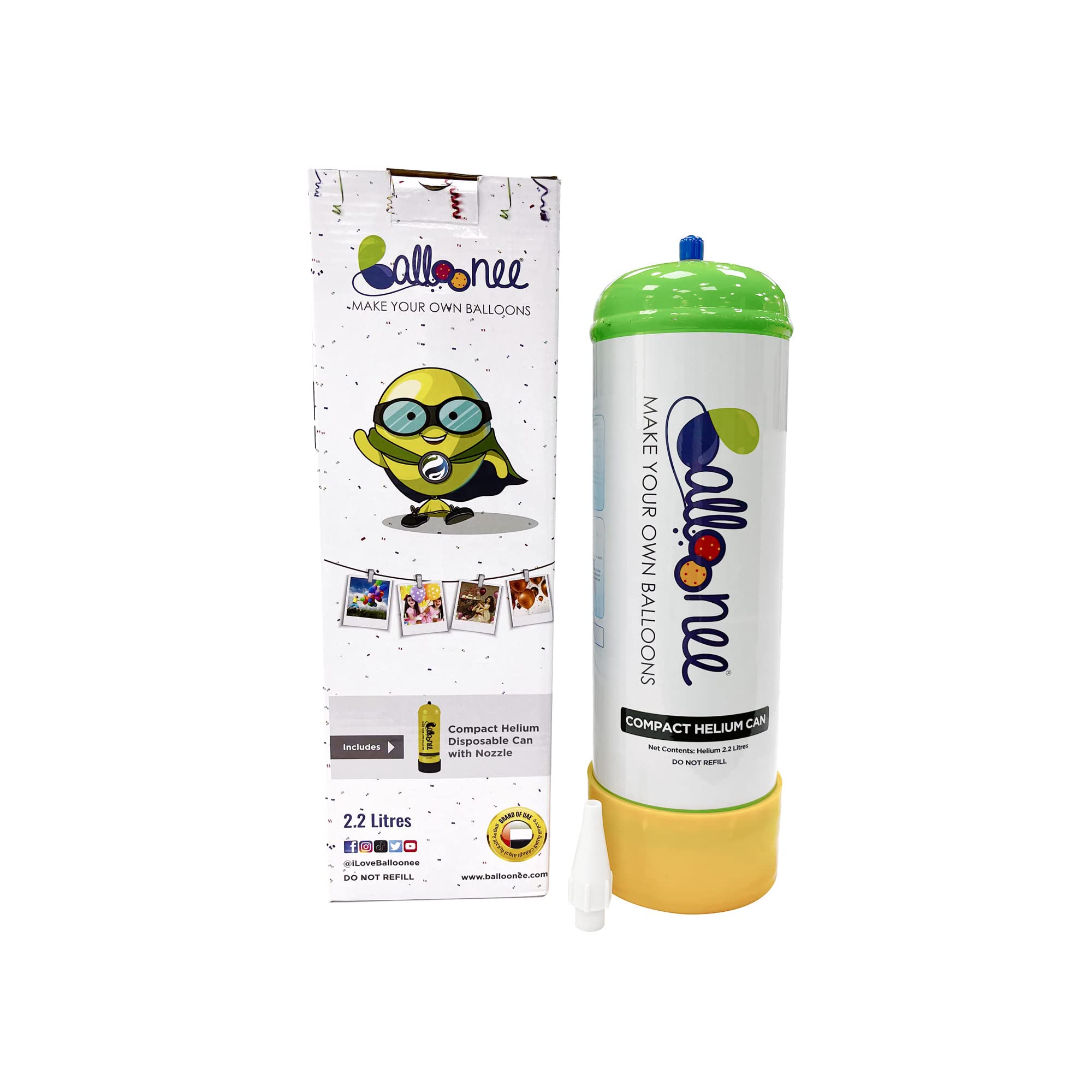 Balloonee Compact Disposable Helium Party Kit