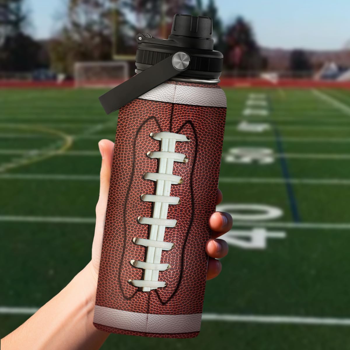 Football Water Bottle 32oz Stainless Steel Insulated Bottles for Men Boys Sports Lovers Fan Players Coach - Softball Gifts for Birthday Christmas - Image 7