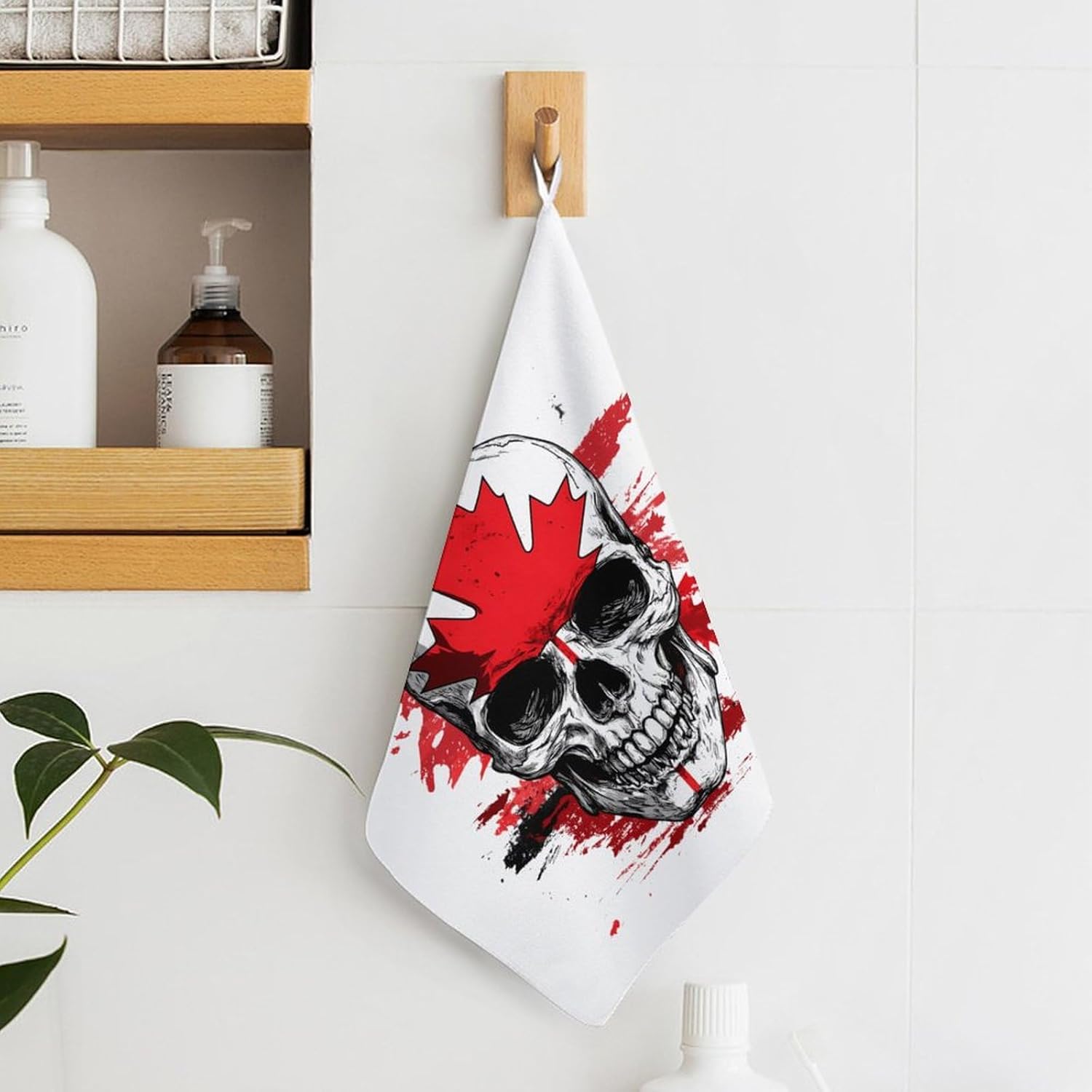 Skull Canada Flag Towel Hand Towels Decorative Towel for Bathroom Kitchen Shower Gym 4PCS