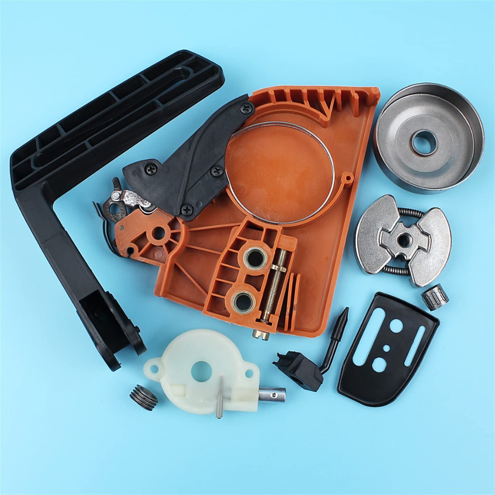 IWBR Cubierta de piñón de Freno de Cadena, Kit de Bomba de Aceite de Tambor de Embrague Apto for Husqvarna 136 137 141 142, Protector de Mango de Motosierra, Placa de Barra de Engranaje helicoidal