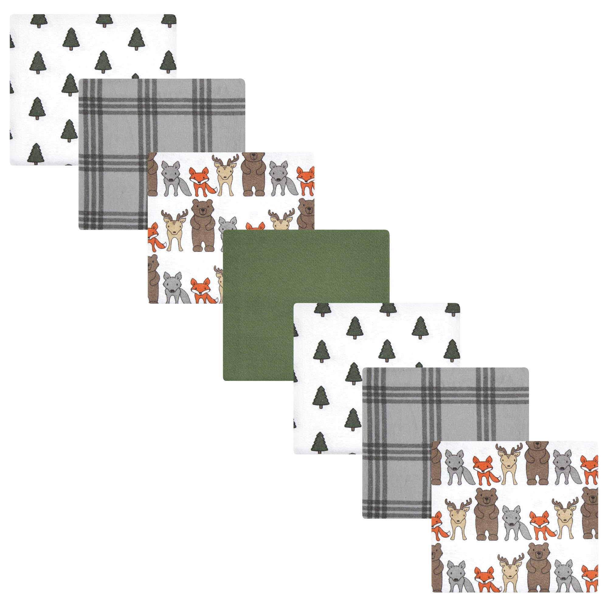 Hudson Baby Unisex Baby Cotton Poly Flannel Receiving Blankets Bundle, Wild Forest, One Size