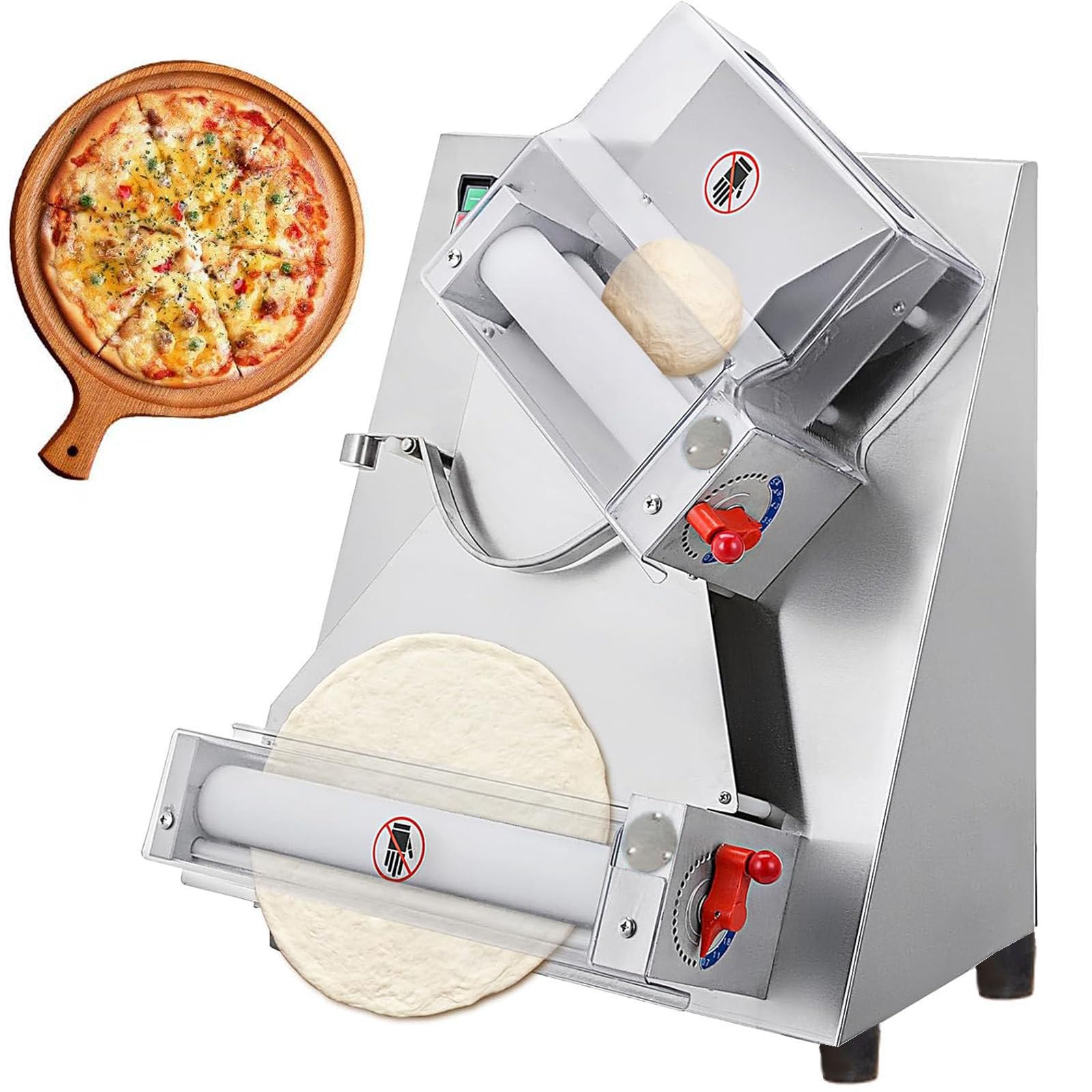 Sfogliatrice per Pasta Commerciale, Dimensioni Regolabili da 4 a 12 Pollici, Macchina per Pasta per Pizza Elettrica, 370 W, Macchina per Pressare Automaticamente la Pasta per Pizza