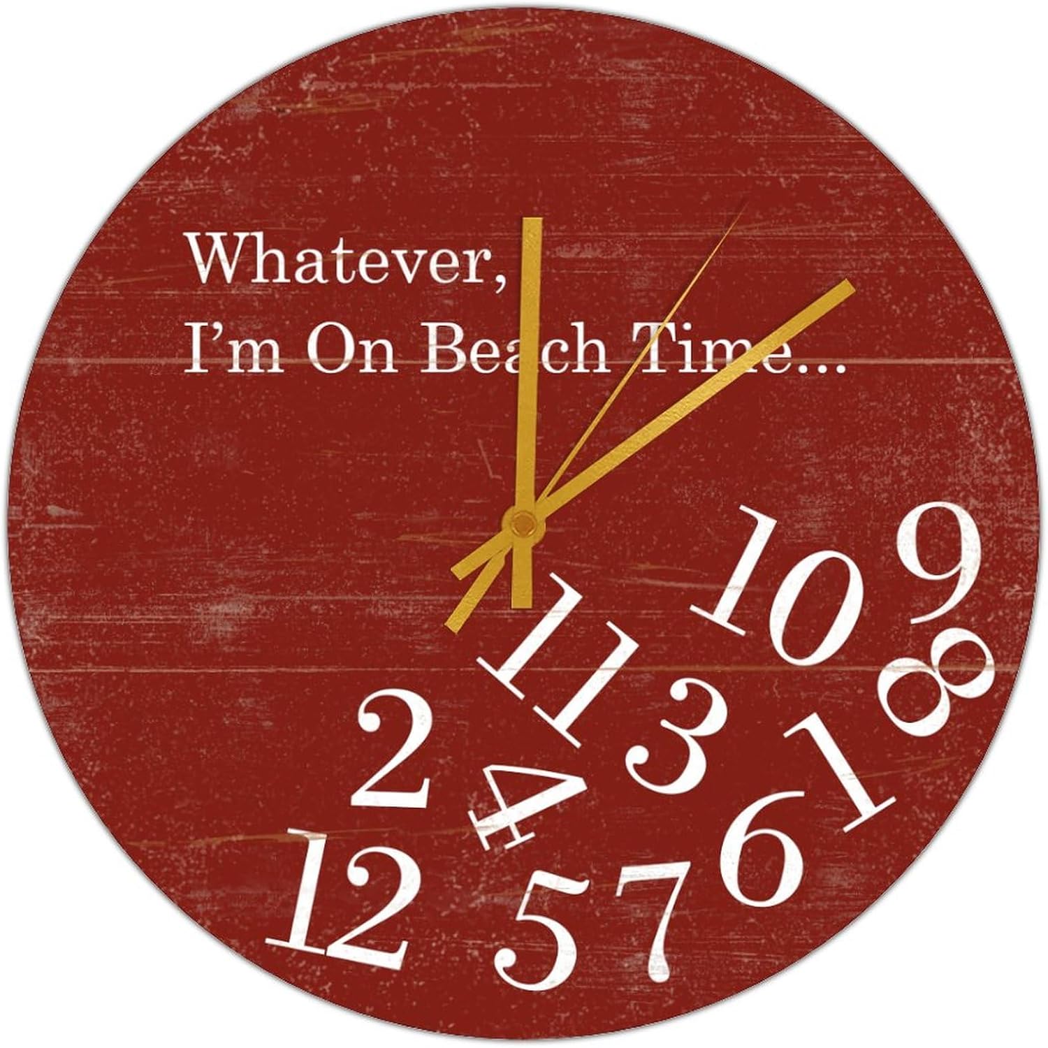 Whatever I'm On Beach Time Wall Clock Whatever Red Beach