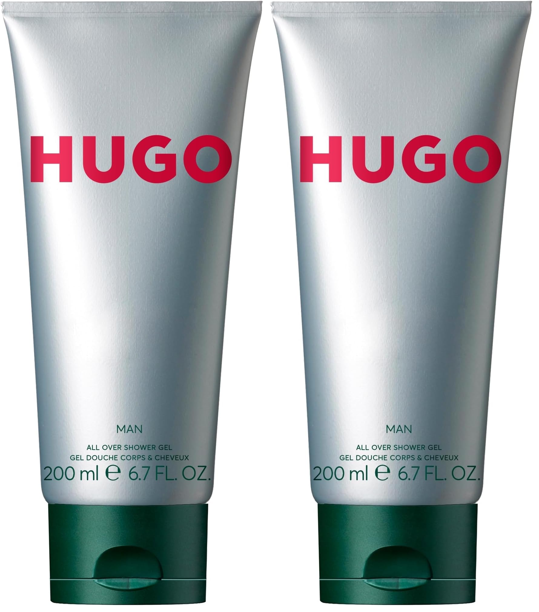 HUGO MAN Shower Gel, aromatisch-belebende Duftnoten mit Tannenbalsam für spontane Männer, 200ml (Packung mit 2)