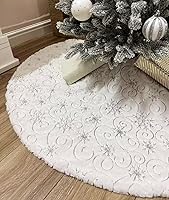 Vista 7 de AOGU Decoración de falda de árbol de Navidad de piel sintética de lentejuelas de 36 pulgadas para fiesta de Feliz Navidad, decoración de falda