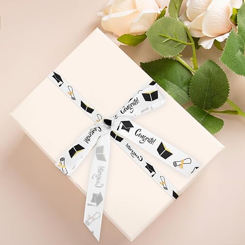 Miniatura 5 de LUOZZY 2 rollos de cinta decorativa de la clase de 2024 para decoración de pasteles de graduación, cinta de regalo de graduación para manualidades