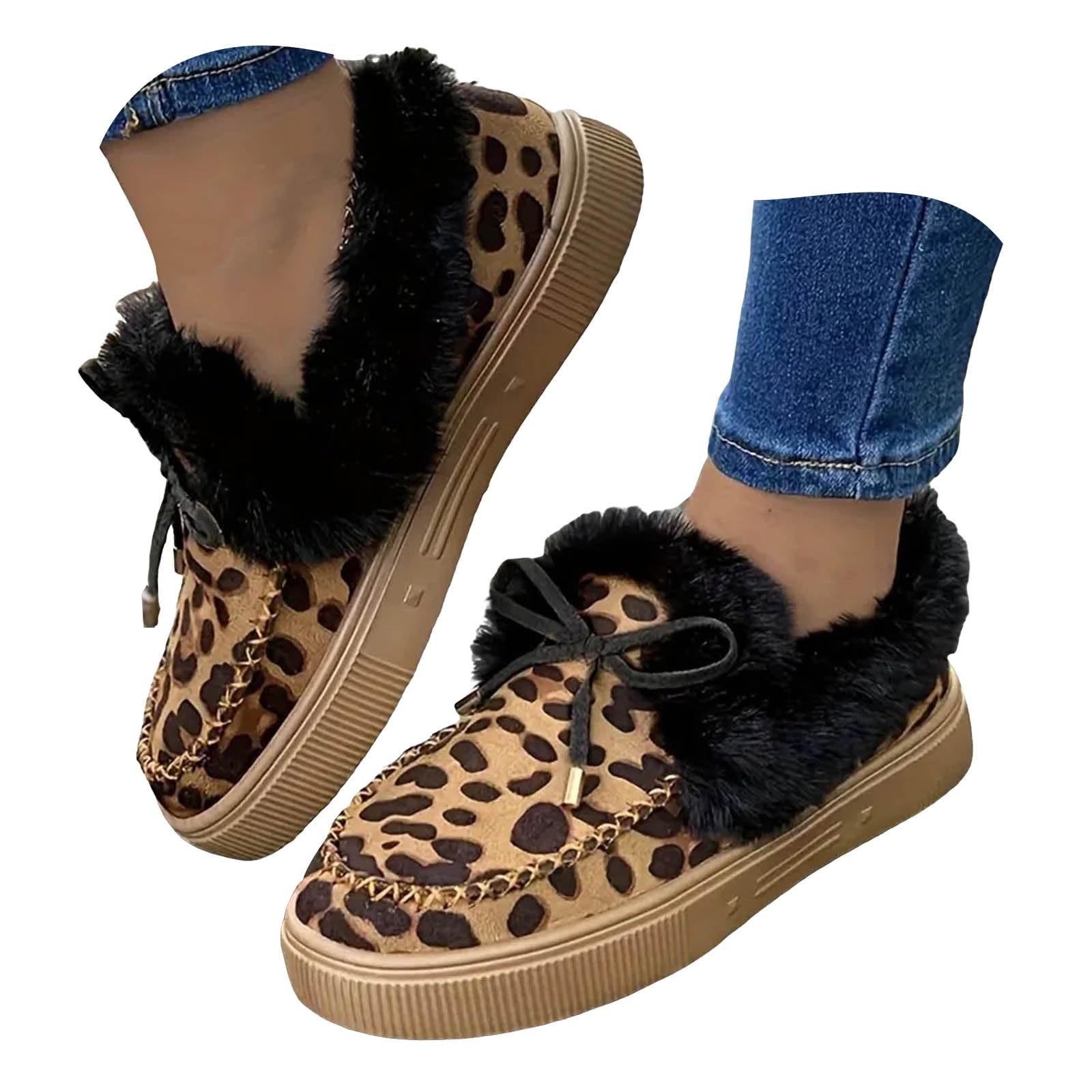Winter Snow Boots for Women Suede Cotton Shoes Fuzzy Warm Short Ankle Booties Outdoor Slip On Plush Lined