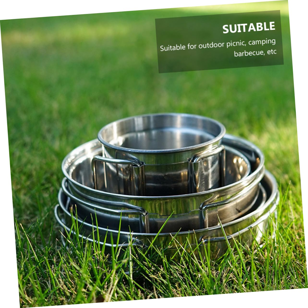Toyvian Lot de Vaisselle Camping Acier Inoxydable 5 Pièces Set Tasses Bols Résistants Empilables pour Pique-niques Barbecue Randonnée en Plein Air