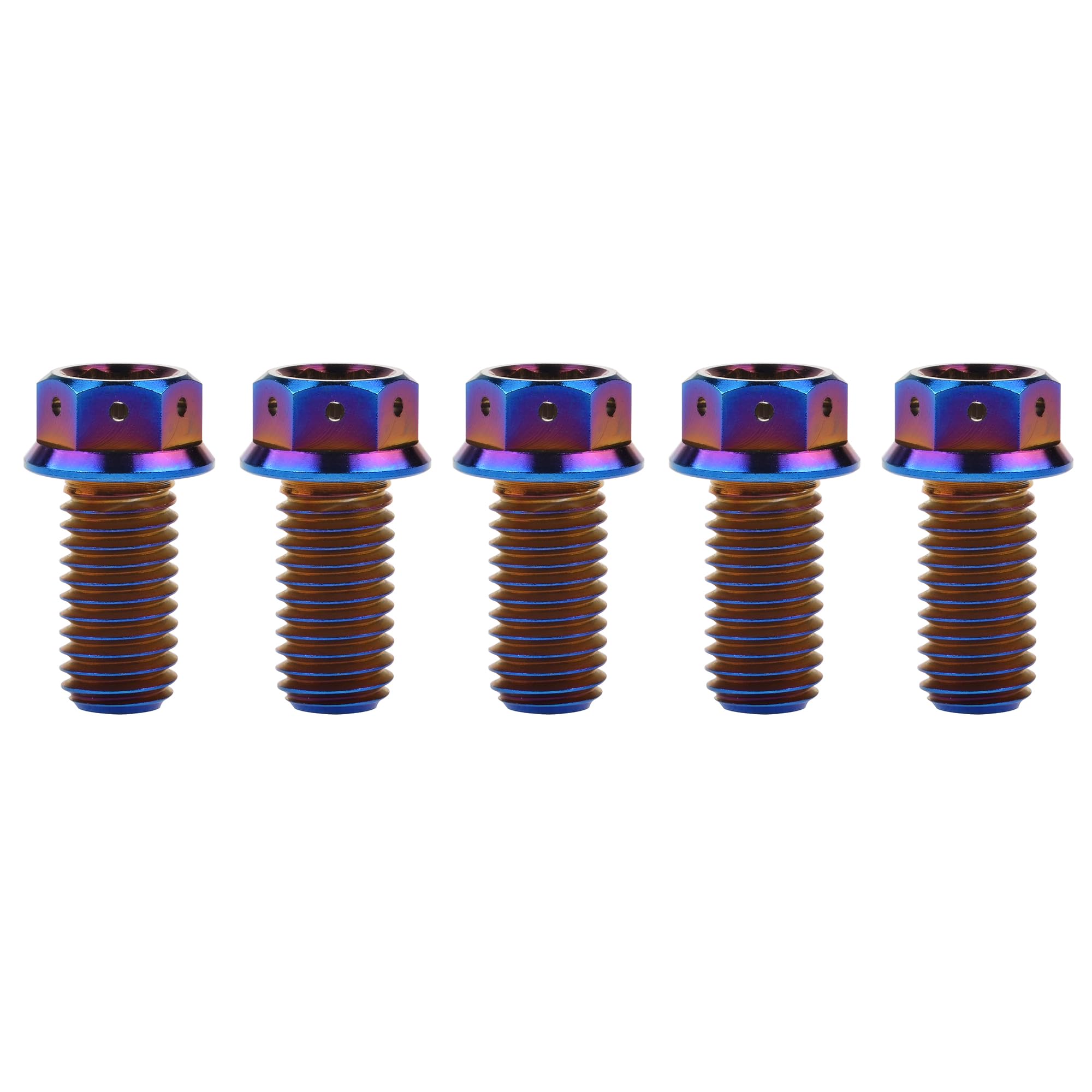 Ruifu Titanium M6 M8 M10 10 15 20 25 30 35 40 45 50 55 60 65 70 75 80 85 90mm Flange Allen Key Head Bicycle Bolts Screws Pack of 5 (Burn Blue, M10x20mm Pitch1.5)