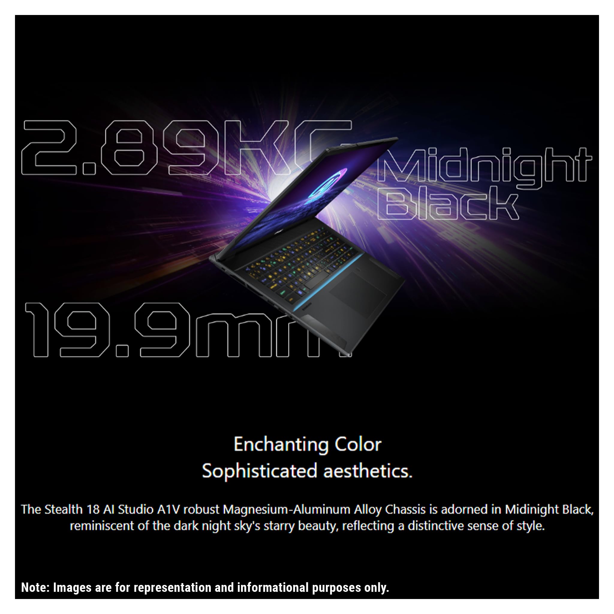 msi Stealth 18 AI Studio Gaming Laptop, Intel Ultra 9-185H, 32 GB DDR5 RAM, 2 TB PCle SSD, 18” QHD+ (2560x1600) 240Hz, Nvidia G-Force RTX 4080, Backlit Keyboard, W11 Pro