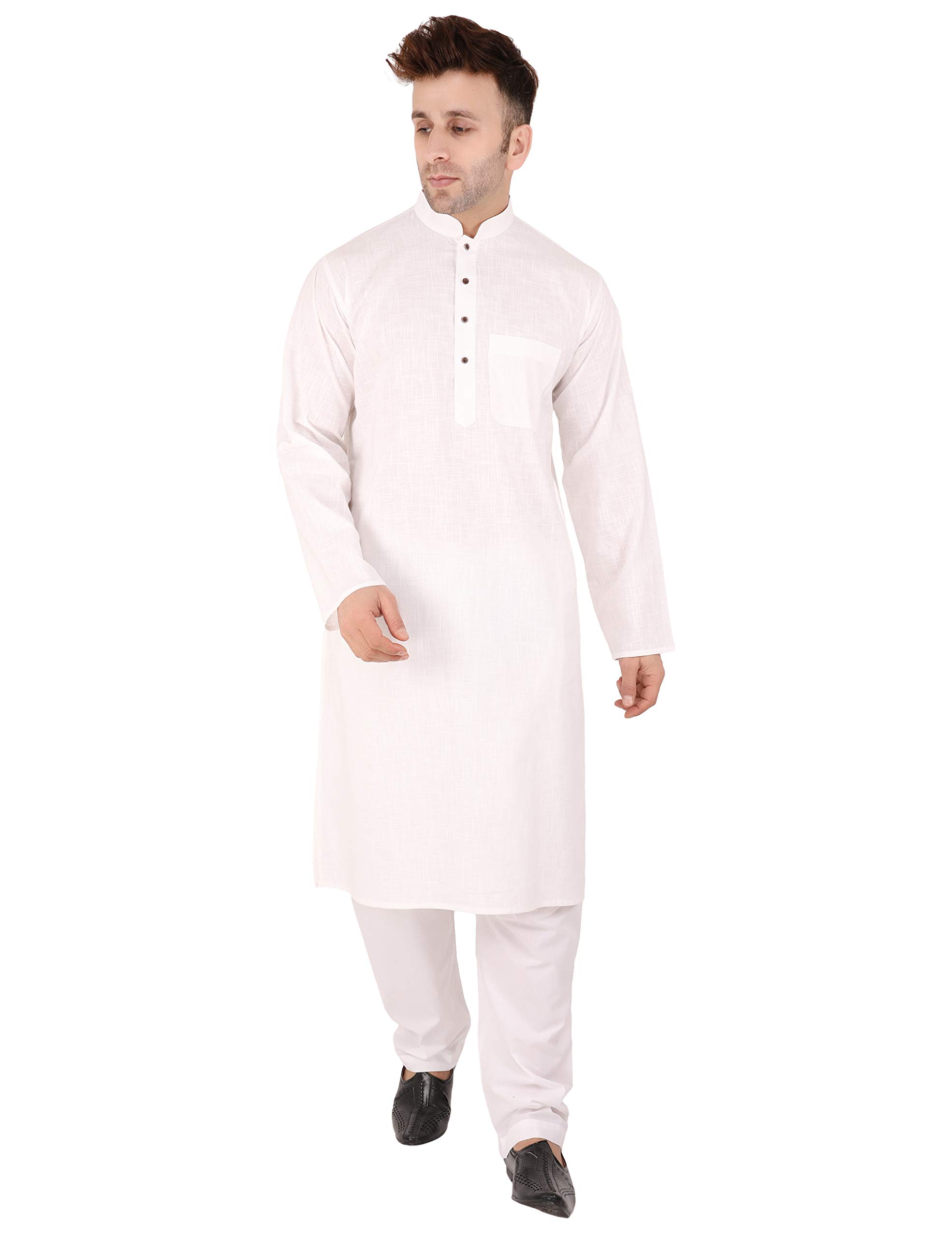 Narrow Margin Men Kurta Pyjama Set Pure 100% Cotton Slub | Stylish Long Kurta Man Traditional Ethic Set-image-37