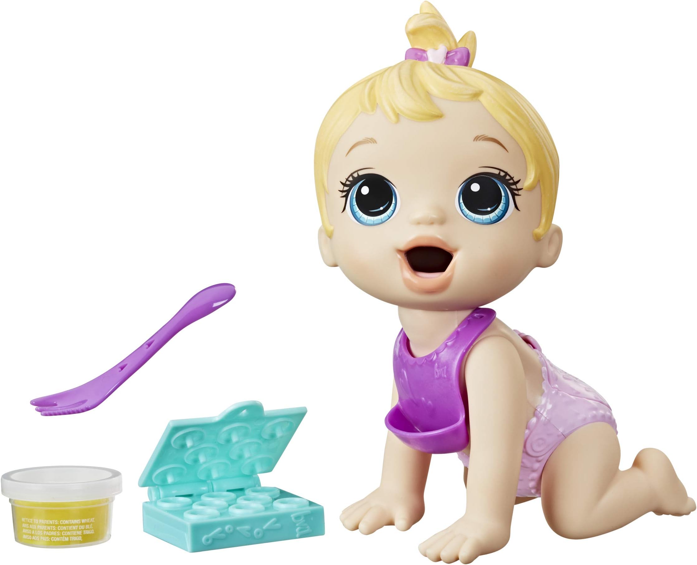 Lil Snacks Doll, Eats and Poops, Snack-Themed 8-Inch Baby Doll, Snack Box Mold, Toy for Kids Ages 3 and Up, Blonde Hair