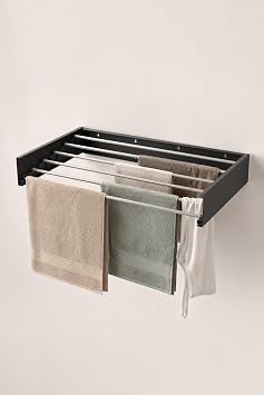 Belize Duvara Monte Çamaşır Kurutma Askısı, Metal, Katlanır, Antrasit - 70 cm