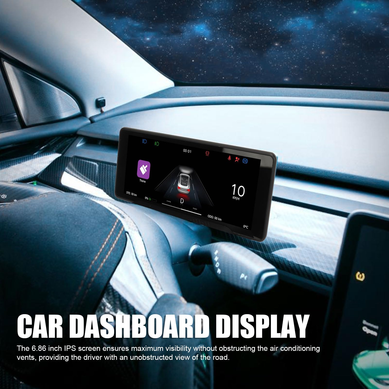 6.86 Inch Car Dashboard Display Overspeed Alerts HUD Replacement for (With Front Night Vision Camera)