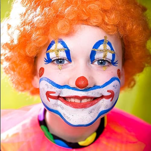 Vista 46 de MEICOLY Kit de maquillaje de payaso, pintura corporal blanca y negra para Halloween, Devil Joker Zombi, Vampire Skeleton SFX, pintura corporal