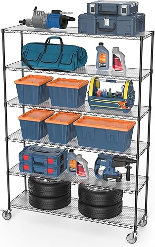Miniatura 7 de Estantería de alambre NSF de 6 niveles, 18 x 60 x 87.5 pulgadas, capacidad de 6000 libras, estante de metal de almacenamiento ajustable resistente