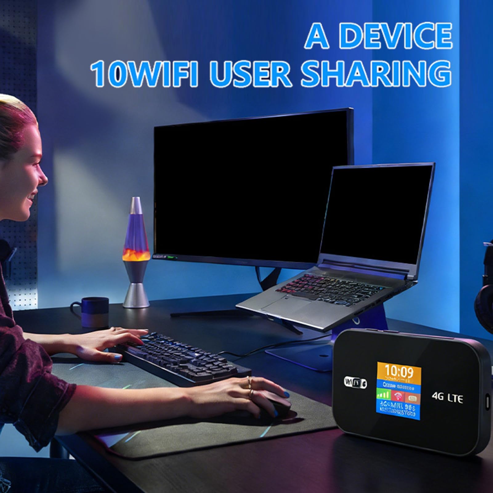 Duokon Router LTE Portatile 4G con Slot SIM, Hotspot Mobile con Batteria