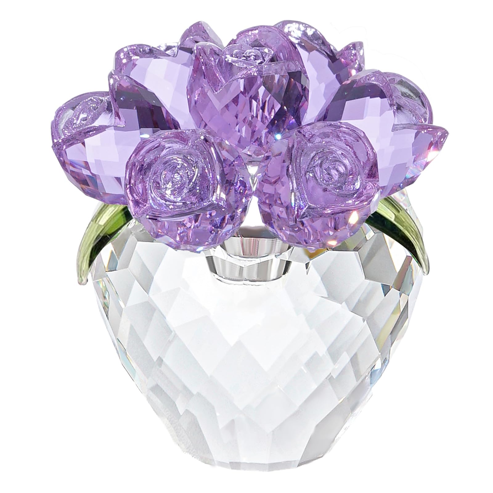 Estatuilla de rosa de cristal, escultura decorativa hecha a mano de flores