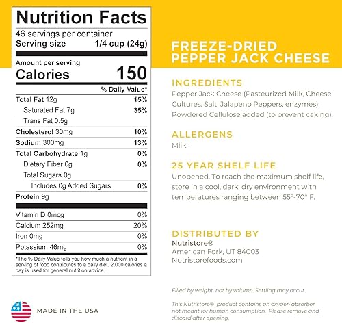 Miniatura 6 de Nutristore Queso de pimienta liofilizado triturado  Increíble sabor y calidad  Perfecto para aperitivos y mochileros, comidas de campamento