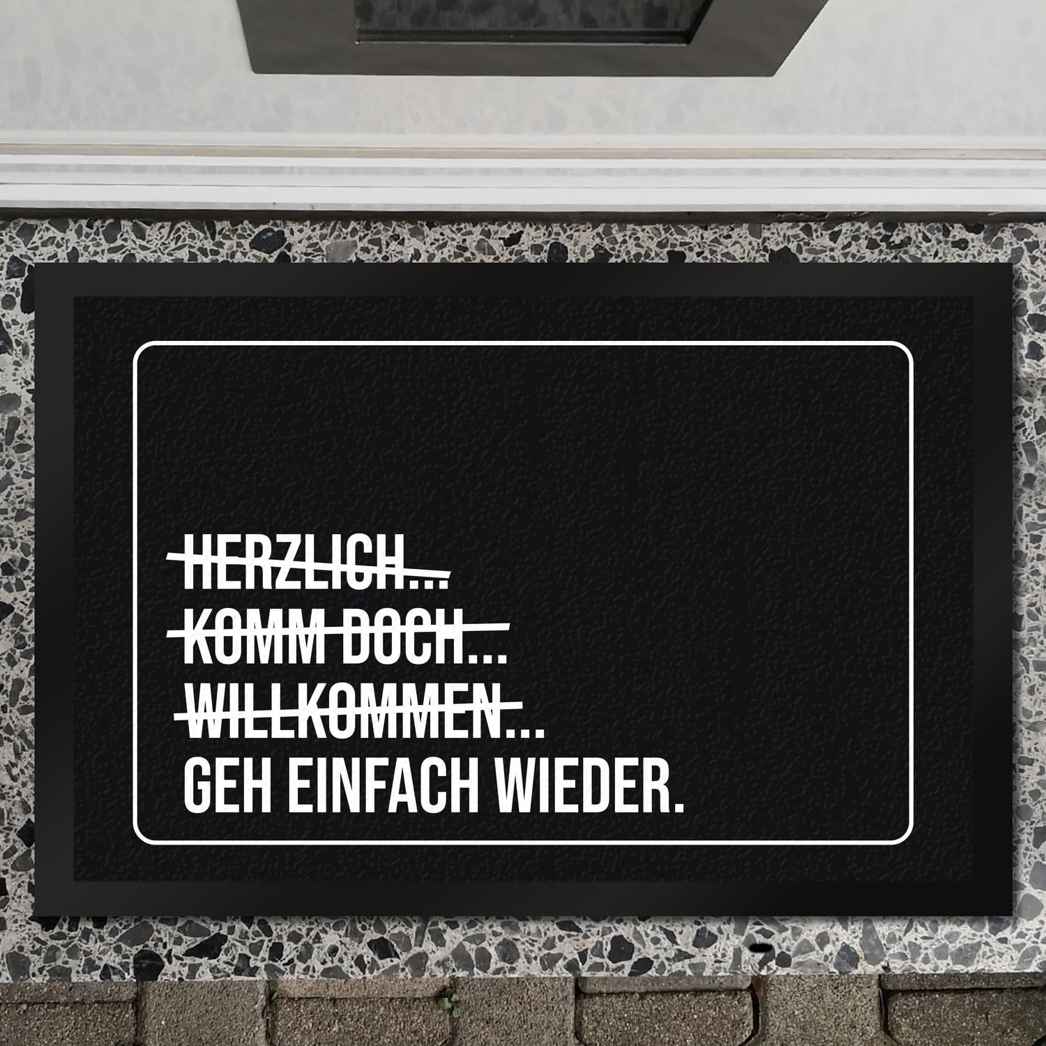 speecheese GEH einfach Wieder Fußmatte XXL in 50x75 cm mit lustigem Spruch für genervte Menschen die am liebsten keinen Besuch empfangen möchten witzig minimalistisch Willkommen Fußabtreter