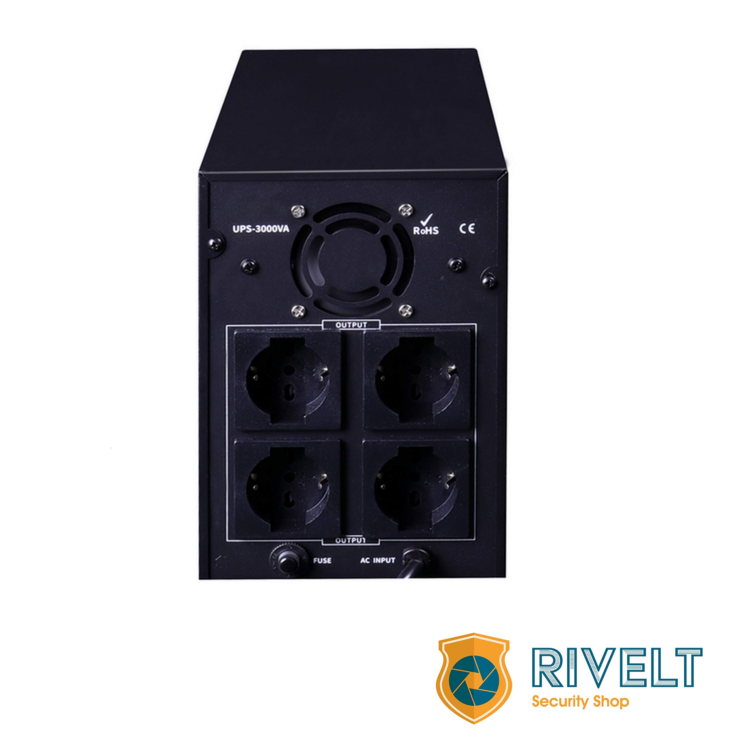 RIVELT UPS GRUPPO DI CONTINUITA' 3000 VA 1800W 4 USCITE BIVALENTI DISPLAY LCD 4 BATTERIE 12 VOLT 9 A INCLUSE