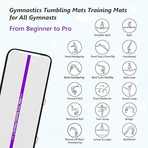 Miniatura 8 de VOFiTNY Colchoneta de gimnasia multiusos de 6.610131620 pies, resistente e inflable, para el hogar y el gimnasio