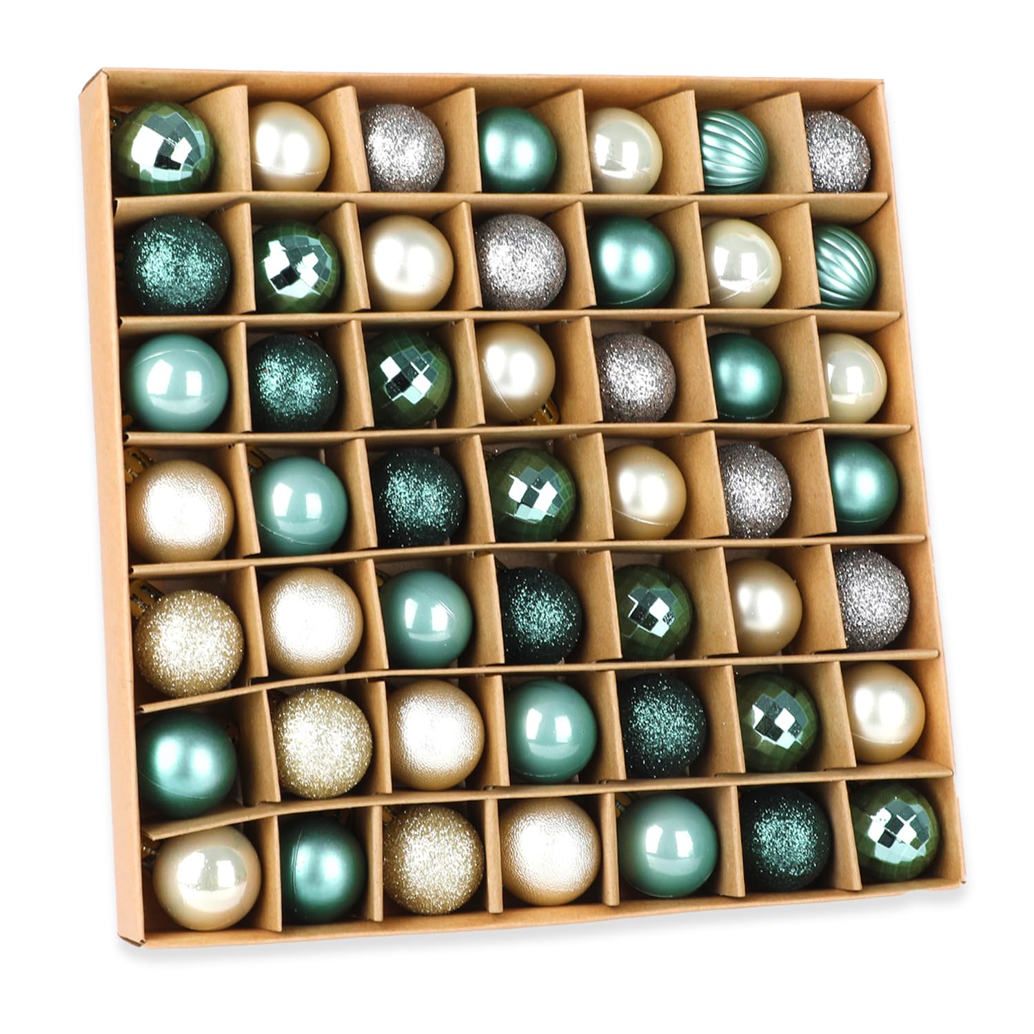 Veylin Gold And Green Christmas Baubles - 49Pcs 3Cm Mini Shatterproof Ornaments For Small Xmas Tree Decoration (Gold And Green)
