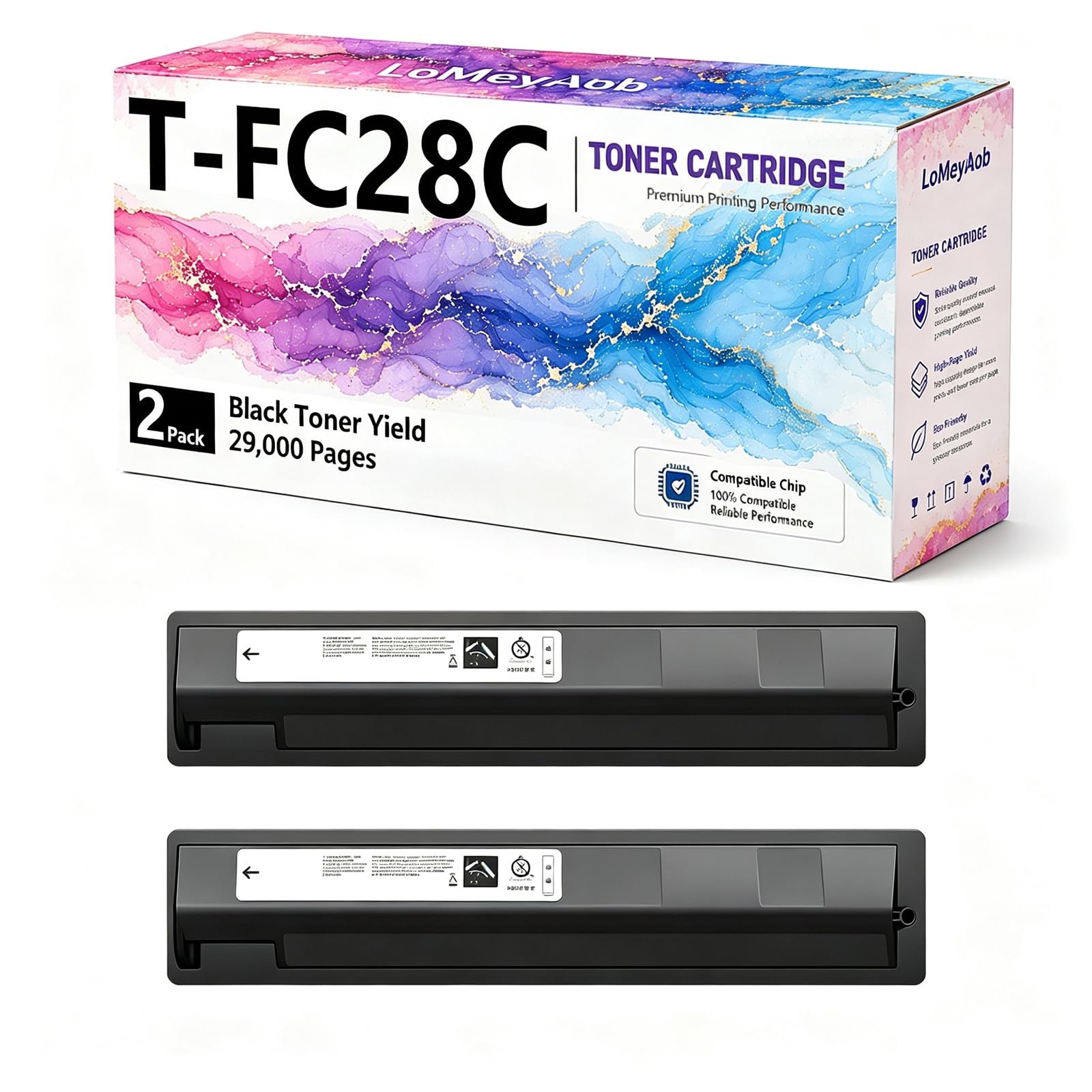 Cartuccia di toner T-FC28C, Sostituzione nera ad alta resa per la stampante Toshiba LaserJet 3530C 2820C 3520C 4520C 2830C, Stampe ad alta velocità, Alta rendibilità, 29000 pagine ,2Pack