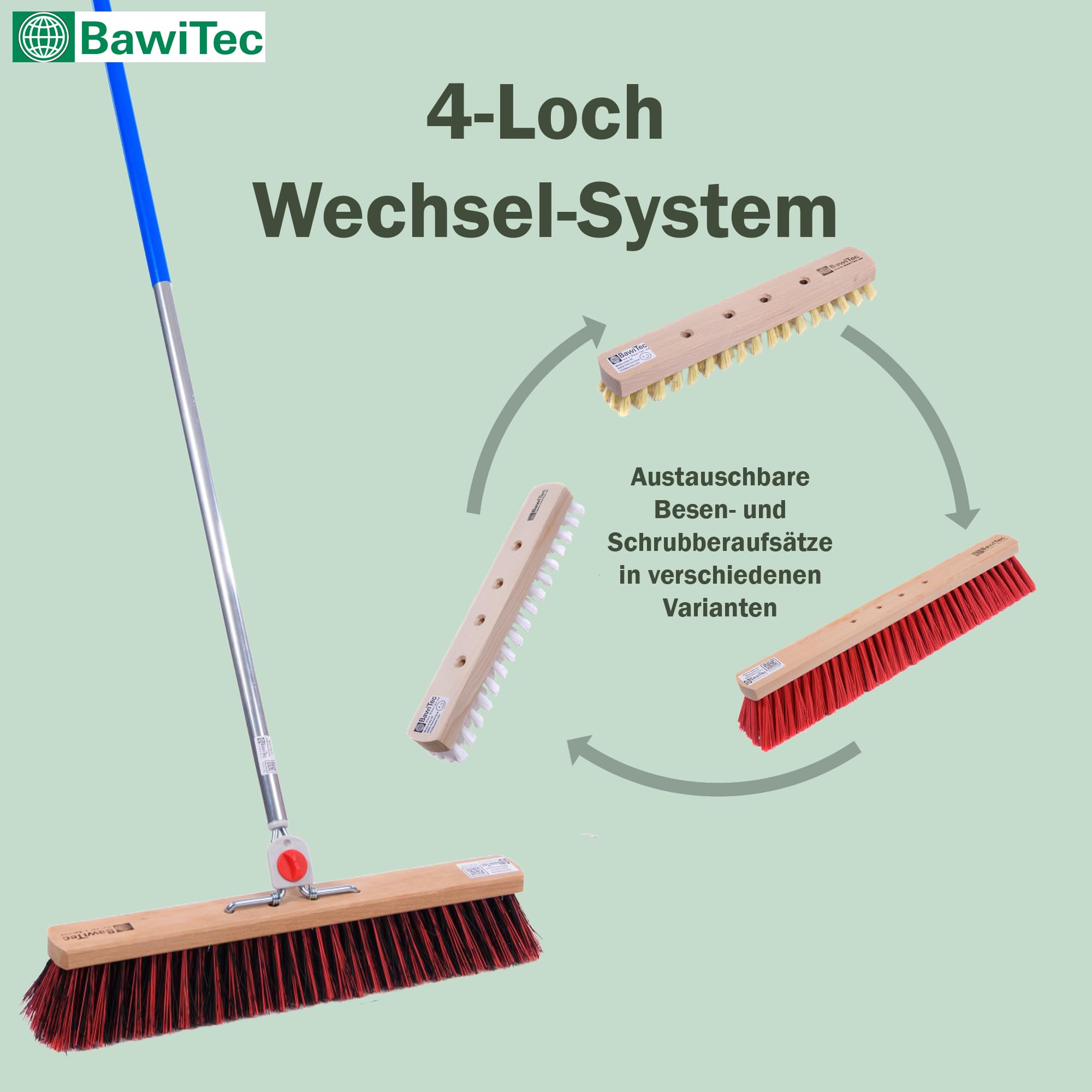 Profi Besen ArengaMix 40cm mit 4-Loch-System Alustiel Stiel Straßenbesen
